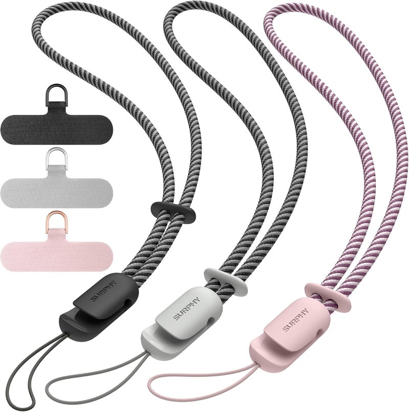 SURPHY 3 Pack Phone Wrist Strap with CellPhone Tether Tab, Cellphone Lanyard, Phone Strap with 2-Color Braided, Wrist Lanyard - Image 1